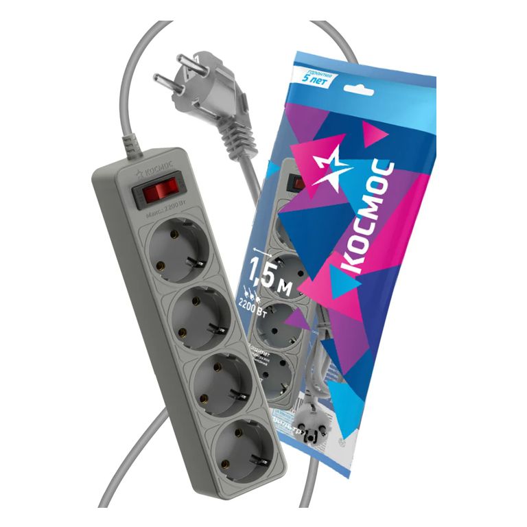 Сетевой фильтр Космос FKsm1.5m-4g(G) серый