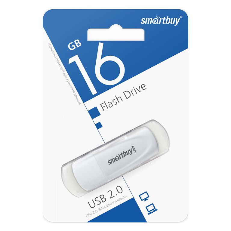 Флэш-диск 16GB SmartBuy Scout белый