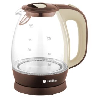 Чайник Delta 1203 стекло беж-корич 2200Вт 1.7л