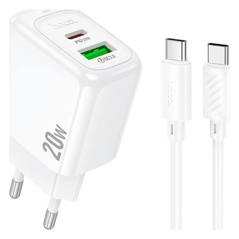 Зарядное устройство 220В USB+TypeC-кабель TypeC Hoco CS54A белый