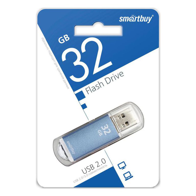 Флэш-диск 32GB SmartBuy V-Cut синий
