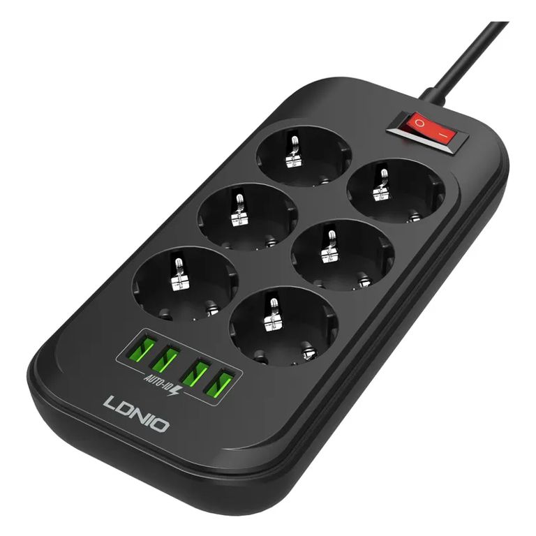 Сетевой фильтр LDNIO SE6403 4м чёрный/серый